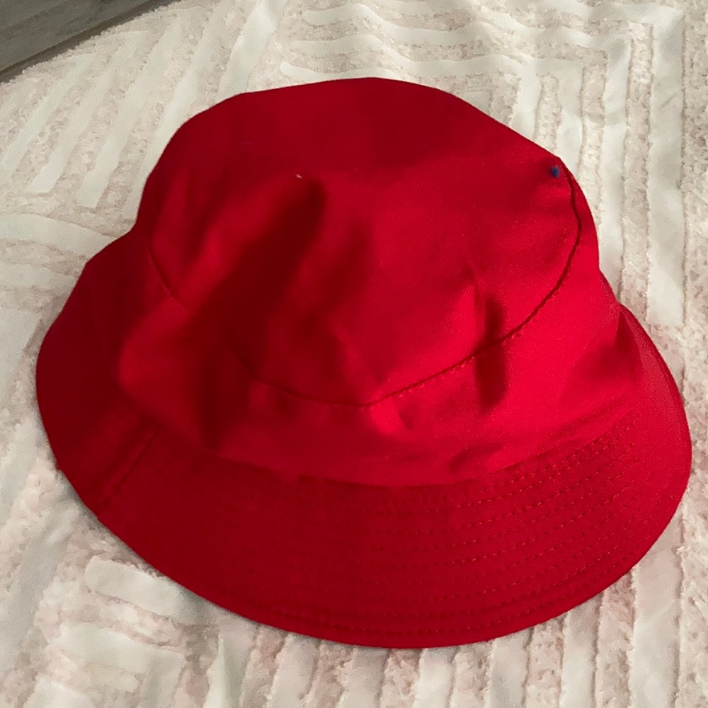 red bucket hat